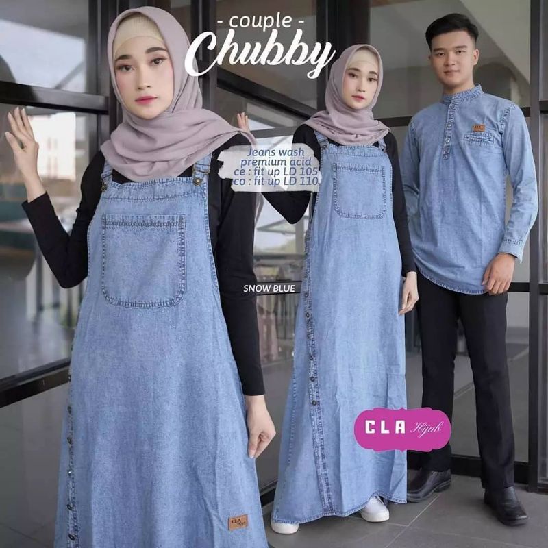 COUPLE CHUBBY OVERALL || Overal Wanita Terbaru Motif Polos Ld 105 | Baju Kodok Denim Kasual Kekinian