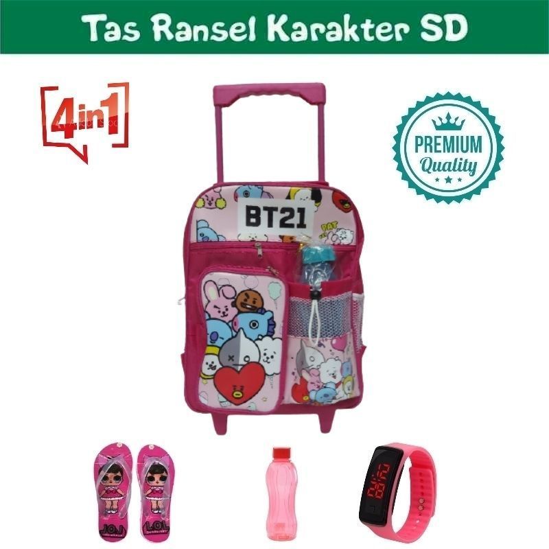 Ransel Dorong Tas ransel troly anak sekolah paket hemat