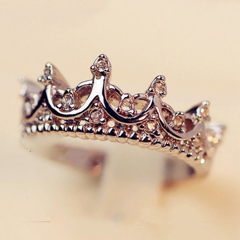 Hospitality Fashion Silver Color Crystal Drill Hollow Crown Shaped Queen Temperament Rings For Women Party Wedding Ring Jewelry 2020|Crystal Rhinestone Jewelry|Crystal Gemstone Jewelrycrystal