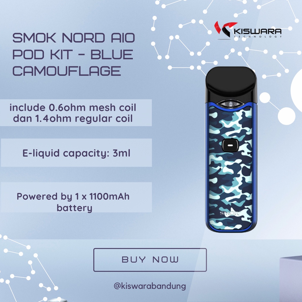 SMOK Nord AIO Pod Kit - BLUE CAMOUFLAGE [Authentic] KiswaraBandung