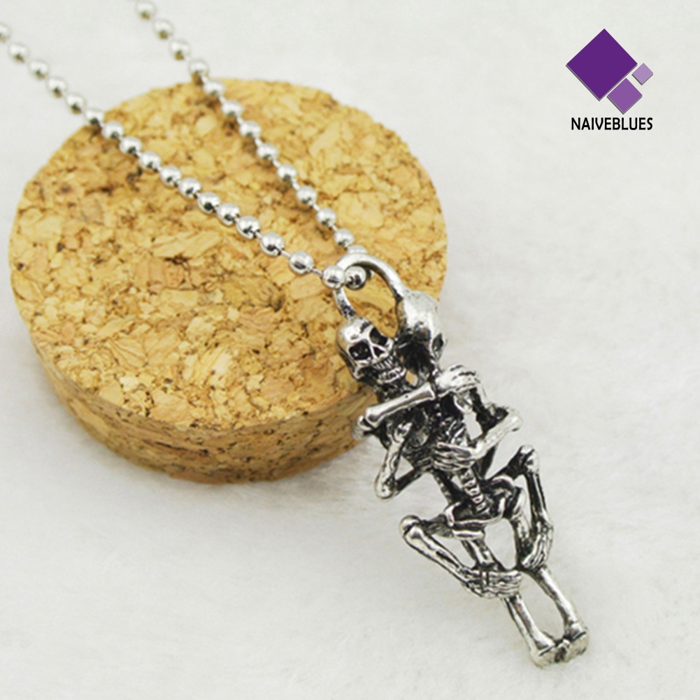 Kalung Rantai Liontin Tengkorak Lapis Silver Untuk Pria Dan Wanita