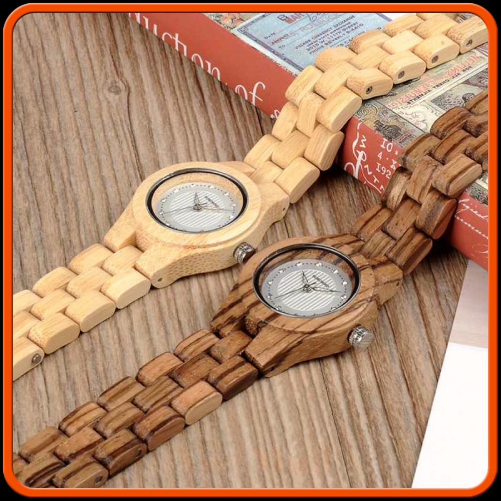 Bamboo Zebra Jam Tangan Bambu Analog Wanita - W-O29/O10