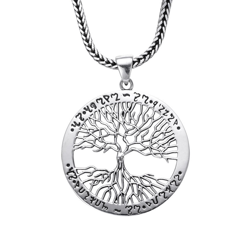 [Ready Stock]Fashion Silver Plated Big Tree Necklace Personality Men's Pendant