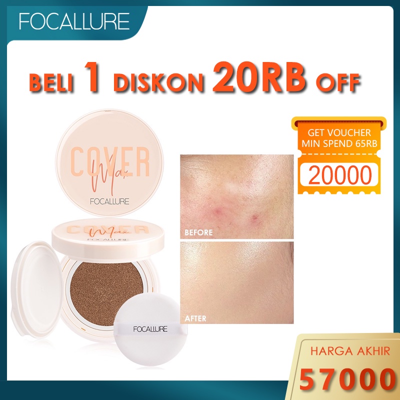 FOCALLURE Matte BB Cushion Foundation  Natural Plant Skin Nourish Moisturizing-Tahan Lama 24 Jam