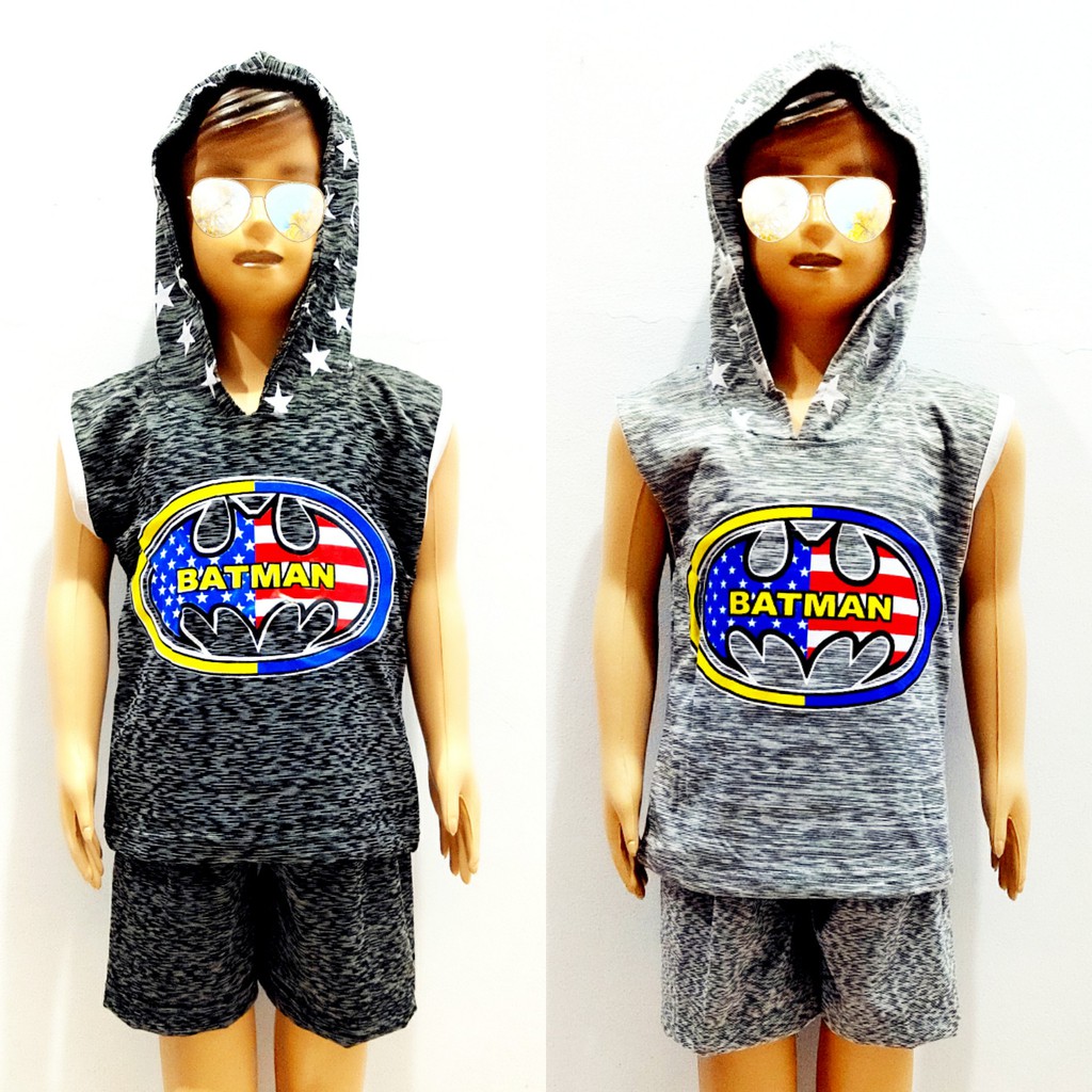 Baju Setelan KAOS Anak Motif TOPI SINGLET SPANDEX BATMAN Baju Setelan KAOS Anak Motif TOPI SINGLET SPANDEX BATMAN