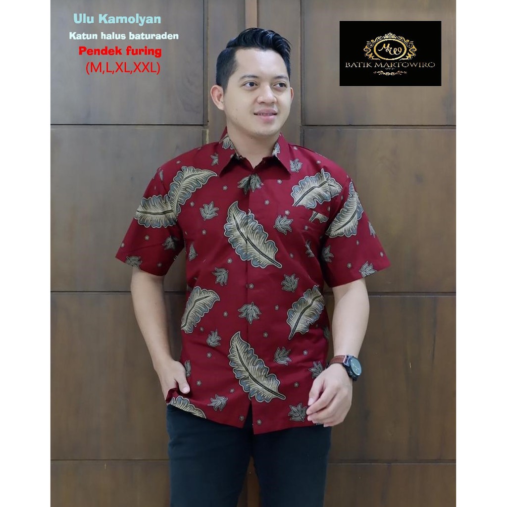 ULU KAMOLYAN Kemeja Batik Pria Lengan Panjang Katun Halus Martowiro FULL FURING