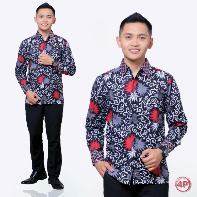 BSWART BATIK HRB026 Kenongo Hem Pendek Padi Pekalongan M L XL Batik Pria MURAH