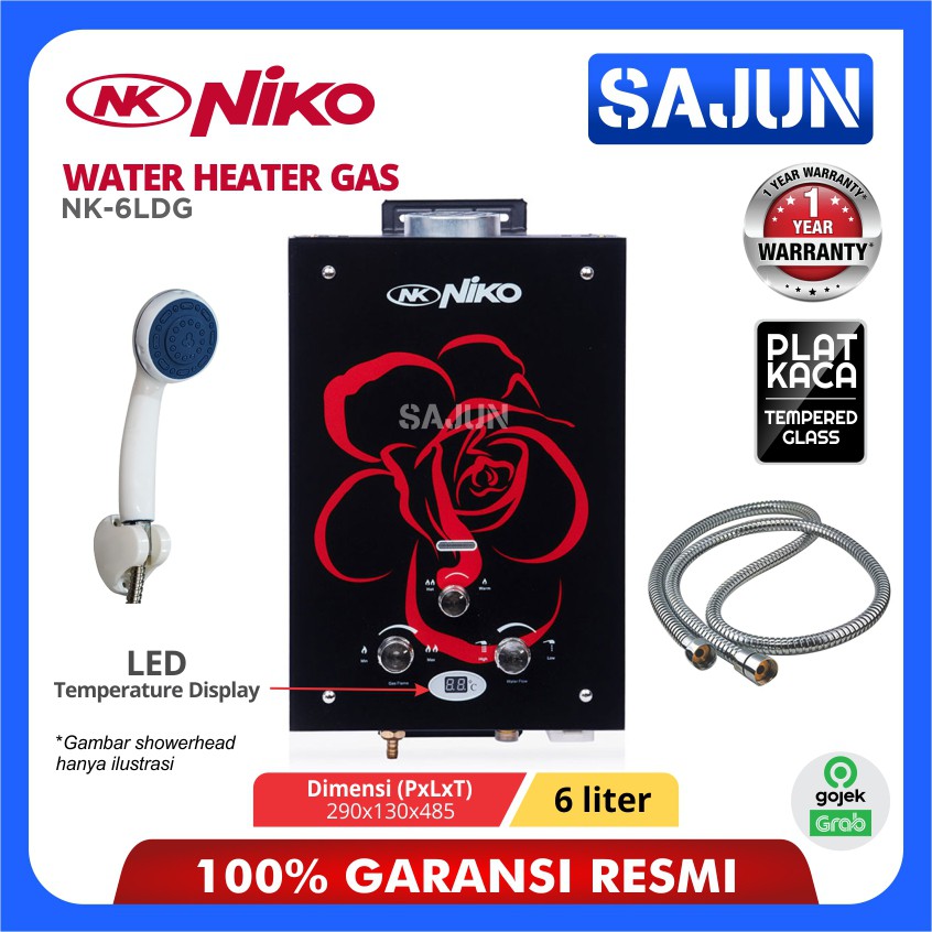 Niko Water Heater Gas 6 Lt  NK-6LDG Digital LED Display NK6LDG (KACA)