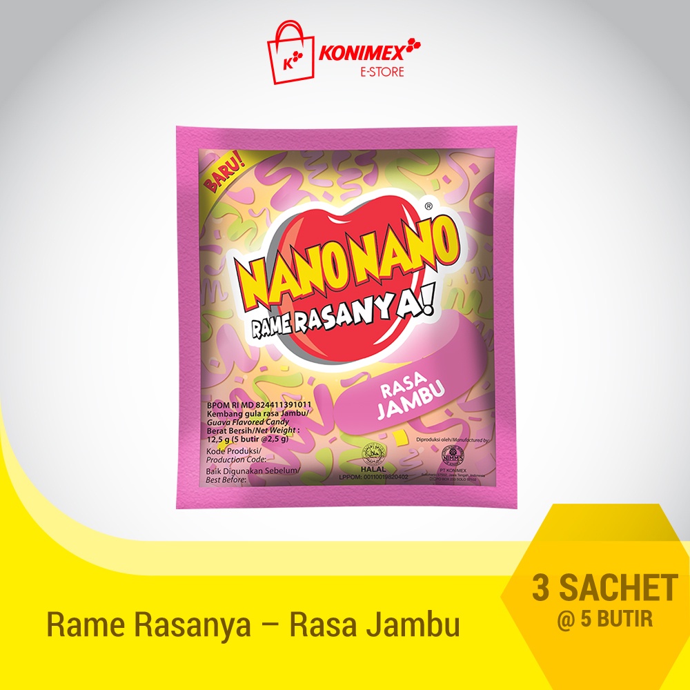 

Nano Nano rasa Jambu 3 sachet Permen Manisan Buah isi 5 butir