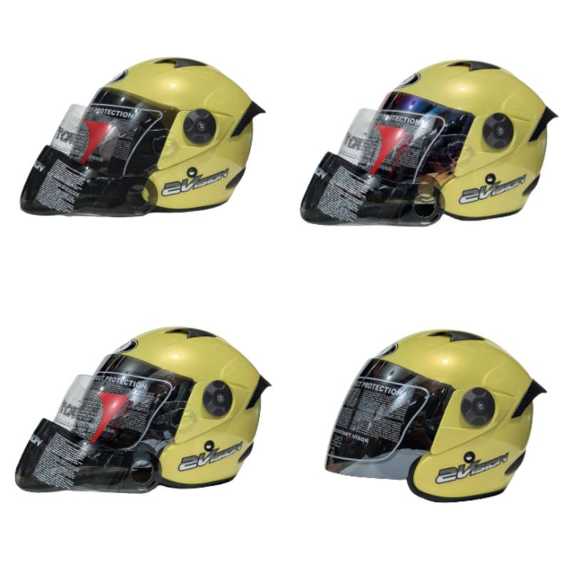 Helm KYT 2 Vision Kuning Lemon Paket Ganteng