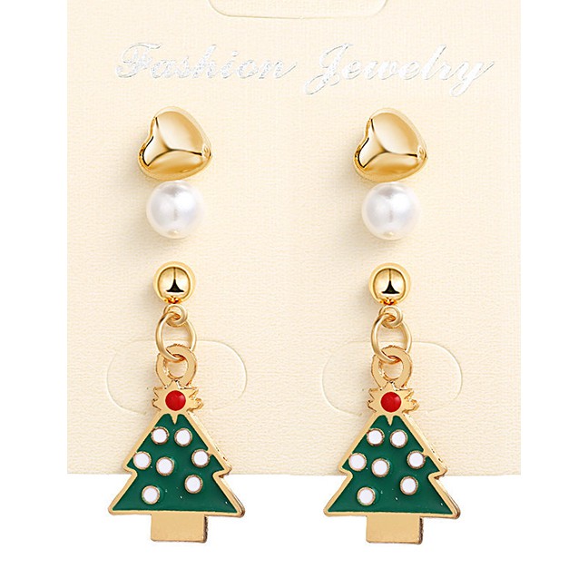 LRC Anting Tusuk Fashion Gold Christmas Tree Earrings D16227