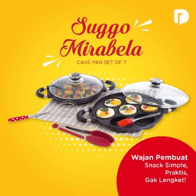 Suggo Mirabela Set Wajan Takoyaki Loyang Martabak Mini Teflon Telor