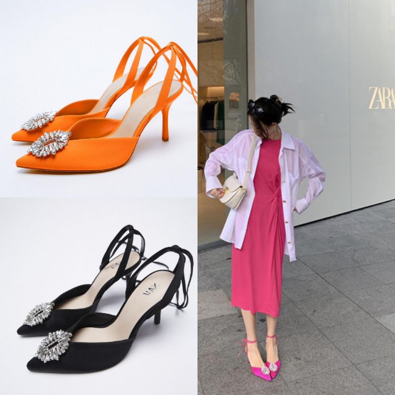 Sepatu ZARA Pointed Diamond Shallow Stiletto Heels