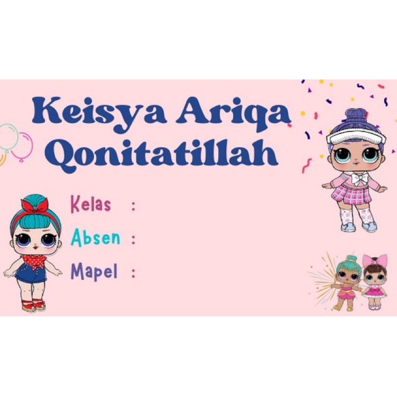 

sticker nama custom LOL uk. 4x6,5 cm