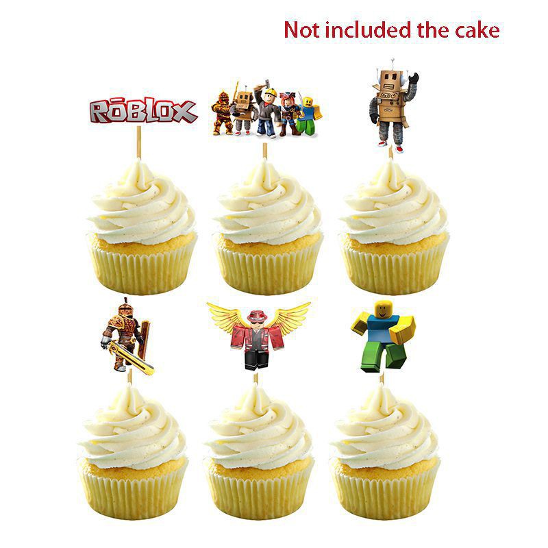 Ready Stock Roblox Theme Birthday Party Supplies Banner Balloons Cake Toppers Cupcake Decor Kit Shopee Indonesia