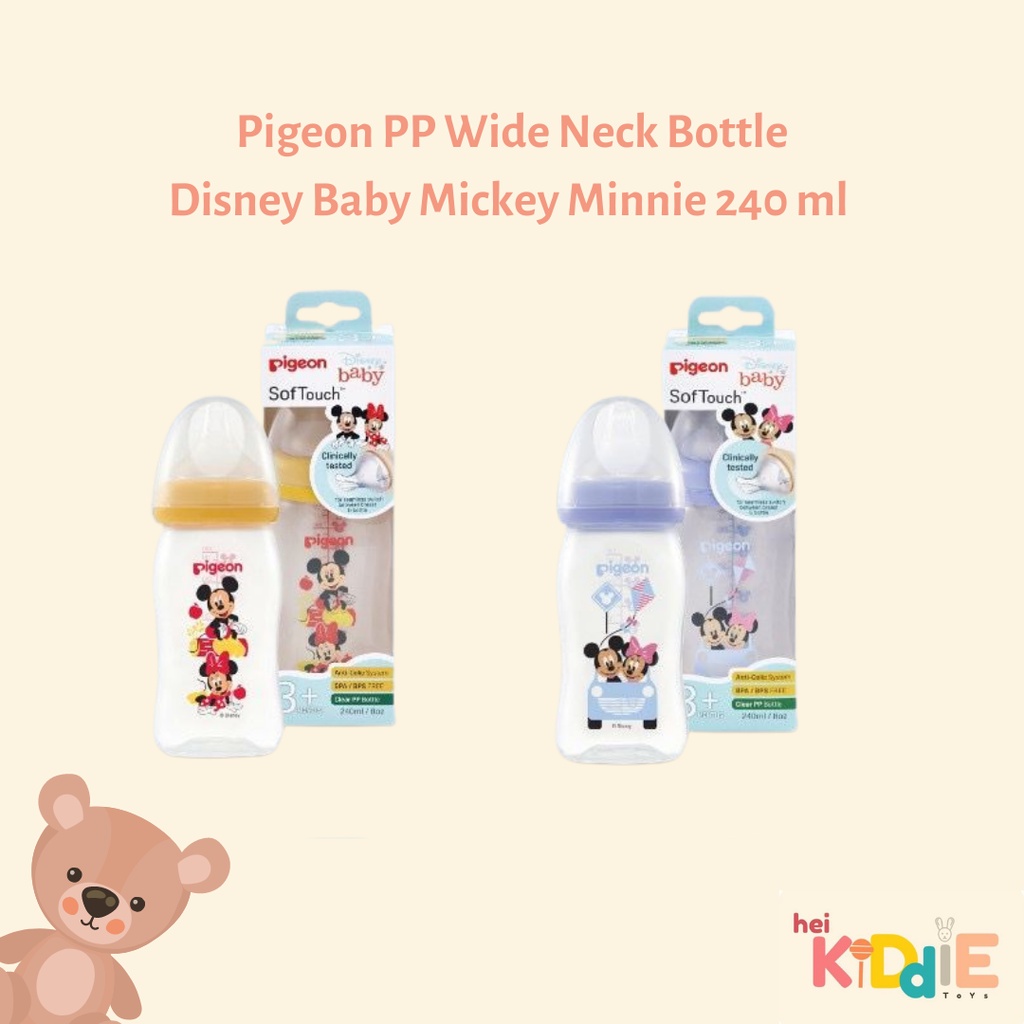 Pigeon PP Wide Neck Clear Bottle Disney Baby Mickey Minnie 160 ml/240 ml