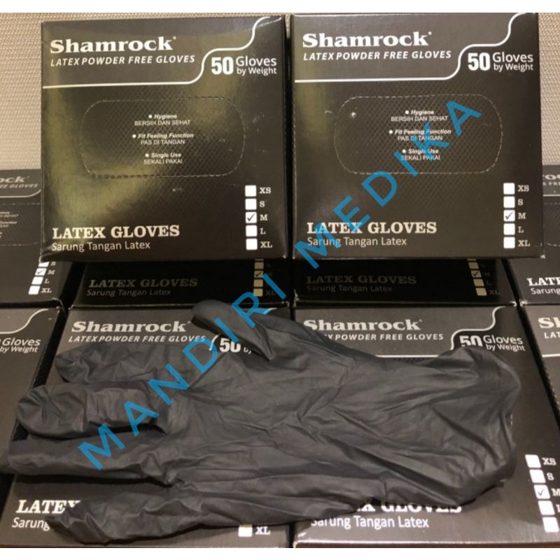 Glove Latex Handscoon Sarung Tangan Powder Free Shamrock