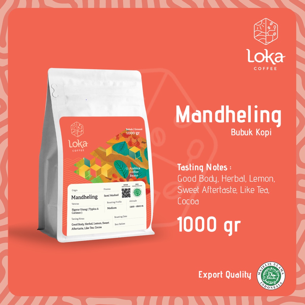 

LOKA COFFEE Kopi Mandheling - Kopi Arabica Biji Kopi / Bubuk Kopi Fresh Asli - 1000 gr