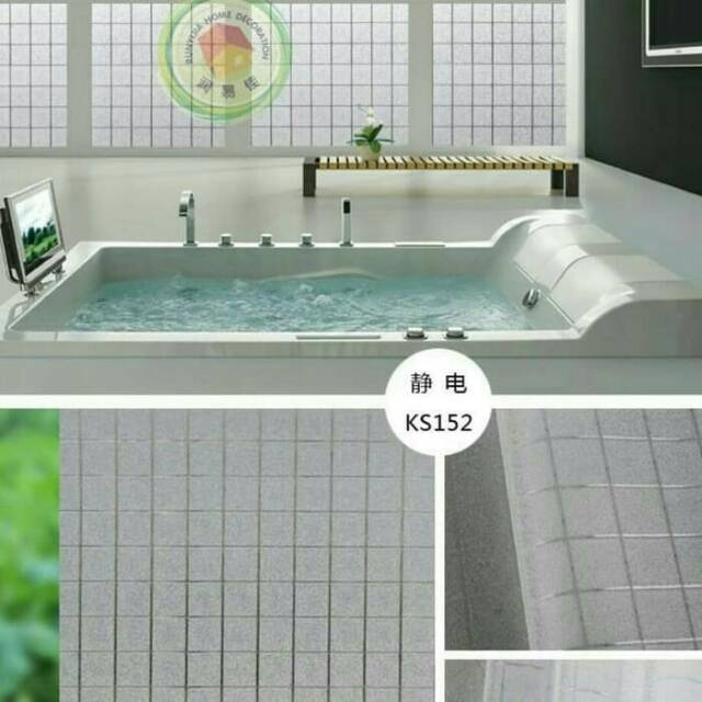 Sticker kaca sunblast motif kotak putih
