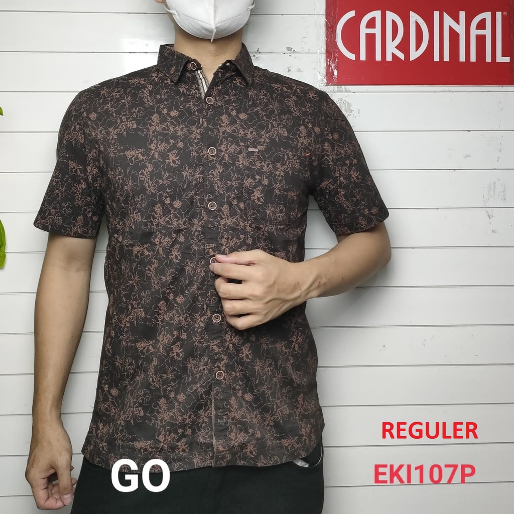 gof CRQ JUMBO CARDINAL KEMEJA REGULAR Lengan Pendek Pria Hem Casual Jeans Santai Motif Original