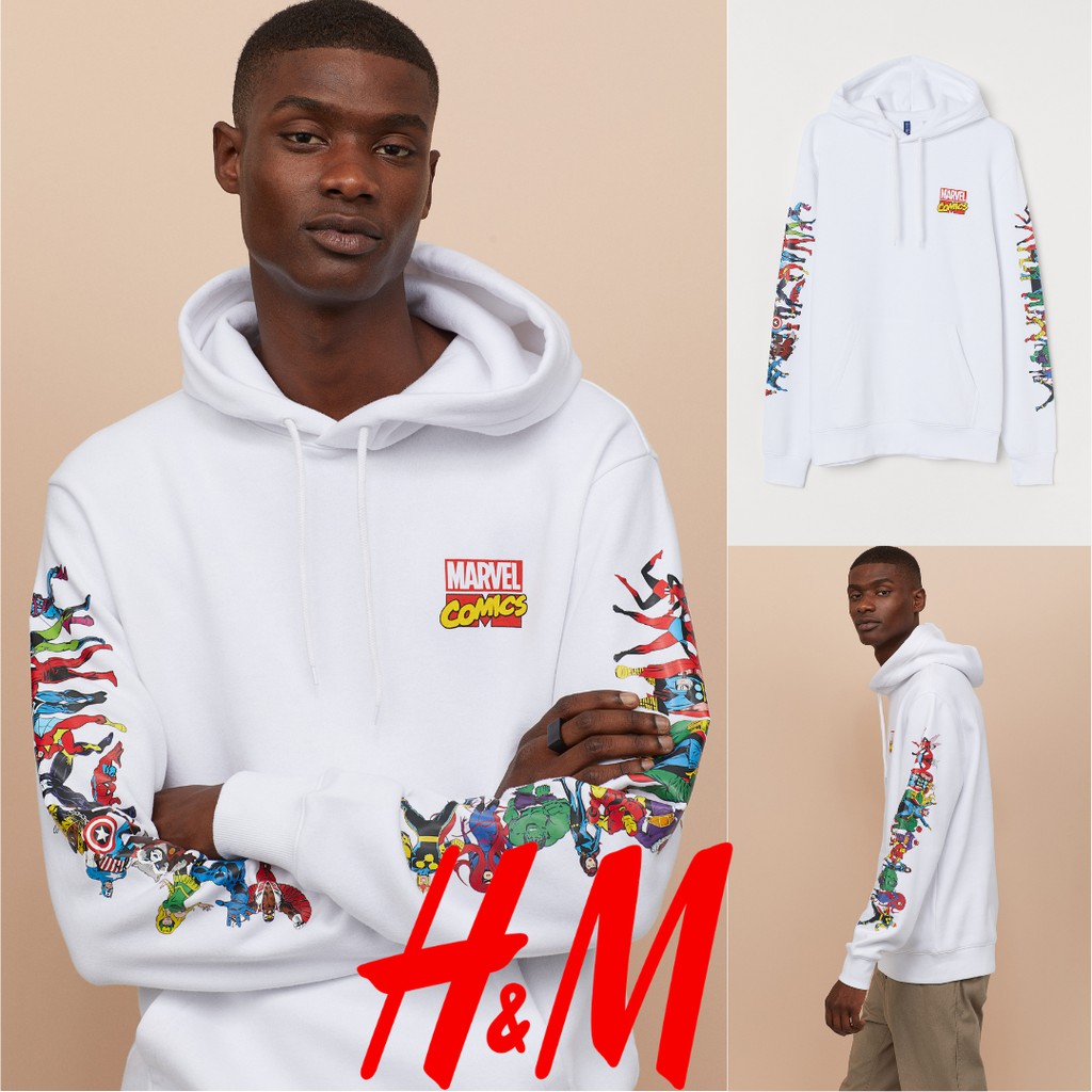 SWEATER HOODIE H&M MARVEL COMICS PUTIH HNM SALE CREWNECK H&M SWEATER HOODIE PRIA SWEATER OVERSIZE SW