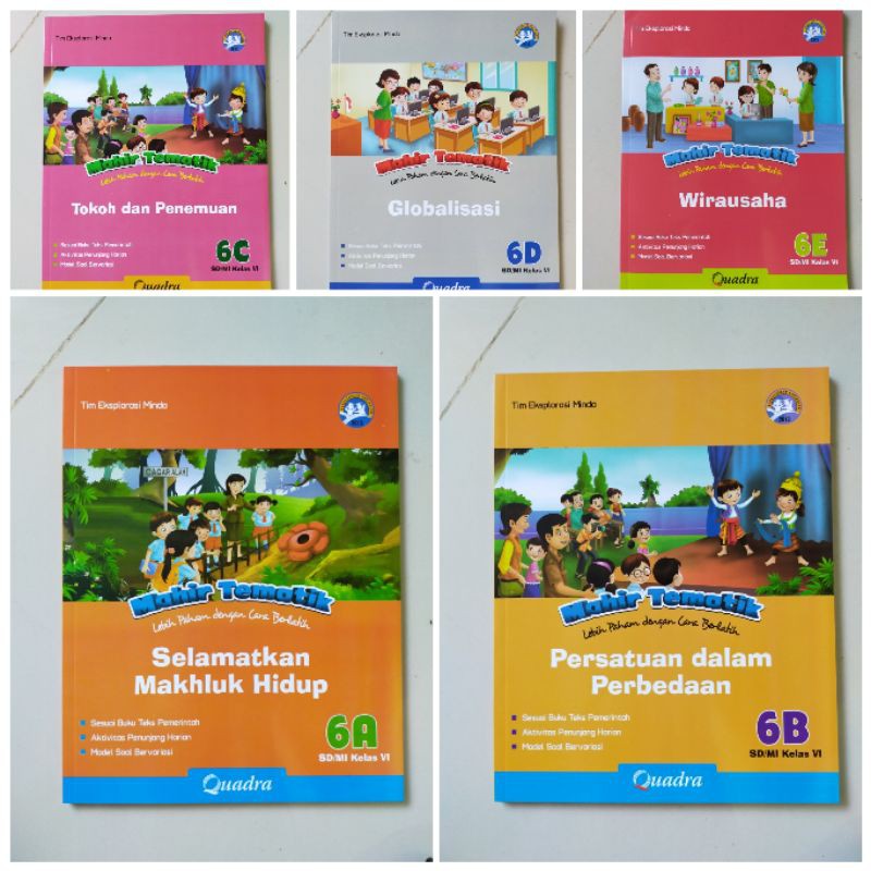 ORI satu paket buku mahir tematik K13 Quadra kelas 6 ABCDE semester 1