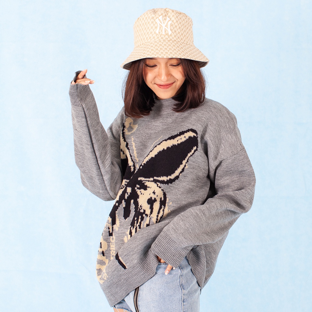 Yesyou Butterfly Misty Grey Oversized Knitwear