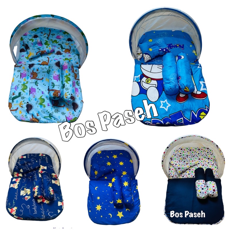 Kasur Kelambu Bayi Set Bantal Guling PREMIUM / Kasur Lipat Kelambu Bayi / Kasur Kelambu