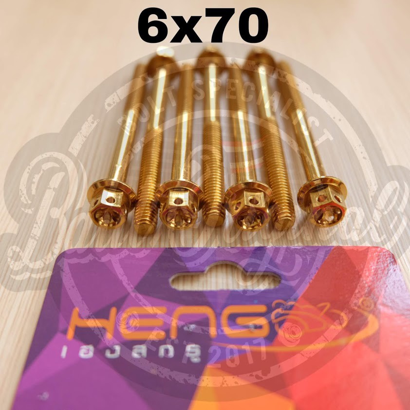 Baut probolt gold flower M6x70 6x70 drat 10 panjang 70mm/7cm heng thailand