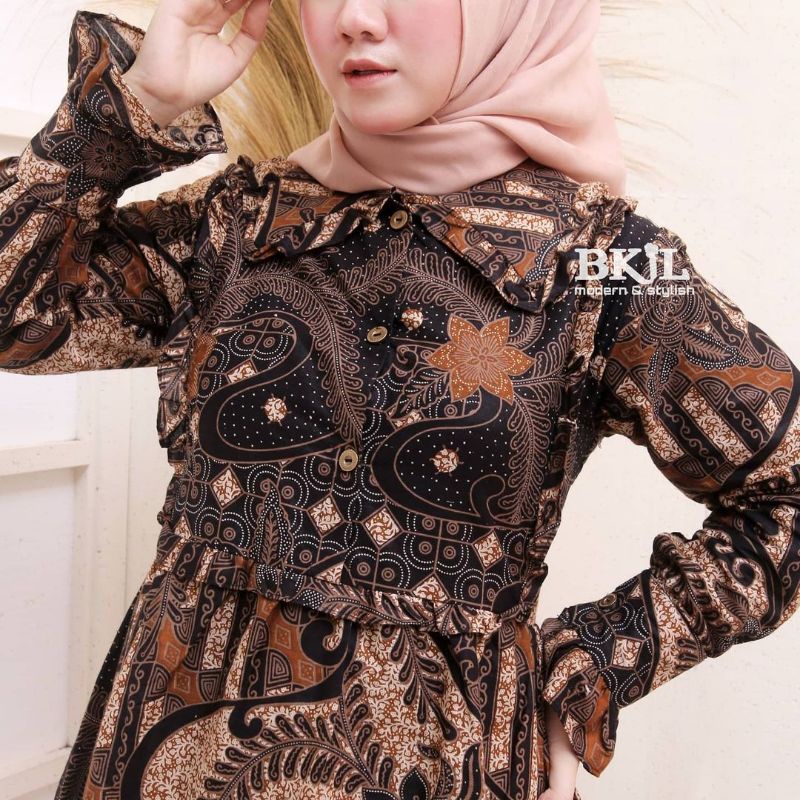 Batik wanita ASJ SA HRB026 Kenongo Kemeja Tosca Pendek-1