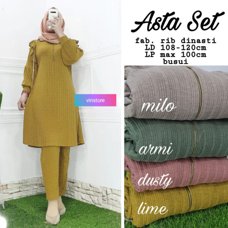 Baju Wanita Gamis Oneset Jumbo ASTA Impor fab rib Dinasti LD 108 Sampai 120 LP max 100