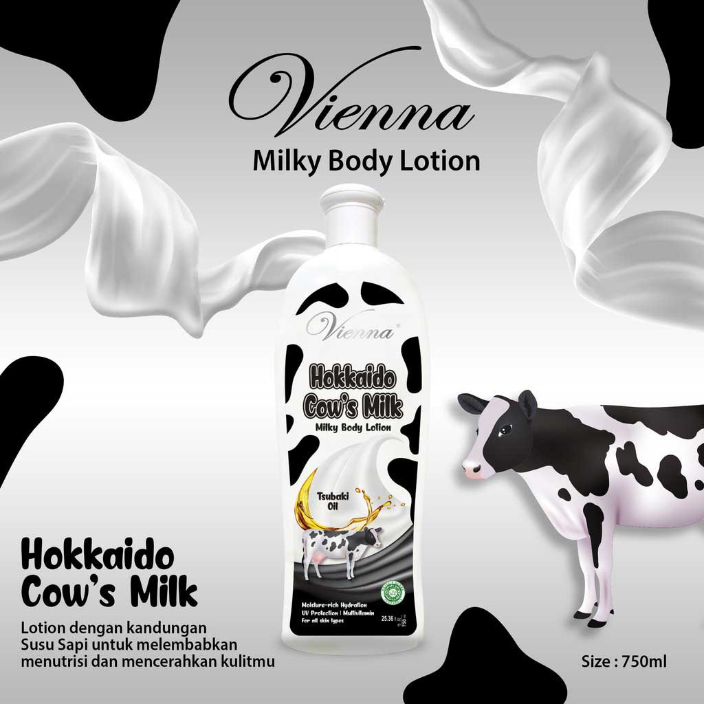 VIENNA Milky Body Lotion Hokkaido Cow's Milk Tsubaki Oil 750m