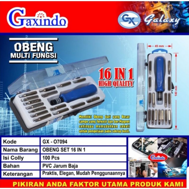 Obeng reparasi / obeng set magnetic 16 in 1