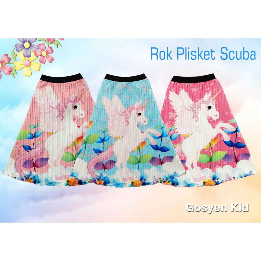ROK ANAK PEREMPUAN PLISKET SCUBA KARAKTER UNICORN KUDA ROK ANAK PEREMPUAN PLISKET SCUBA KARAKTER UNICORN KUDA