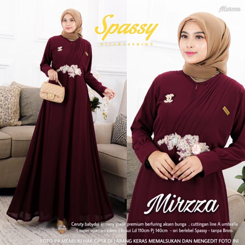 Mirzza Dress by Spassy | Maxy Dress Ceruty Babydoll Aplikasi Bunga