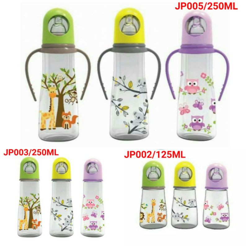 baby safe feeding bottle with handle botol dot susu bayi JP002 JP003 JP005 125ml 250ml