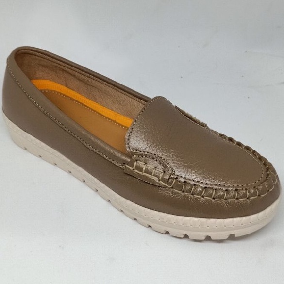 Sepatu Casual Slipon Wanita Kulit Asli Moccasin Sepatu Fashion Santai Grammer