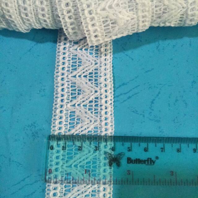PER METER RENDA KATUN RAJUT LEBAR 4CM WARNA PUTIH