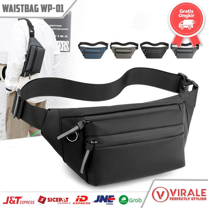 Waistbag Pria - Tas Slempang Pria - Tas Santai Pria WP 01 NAVY