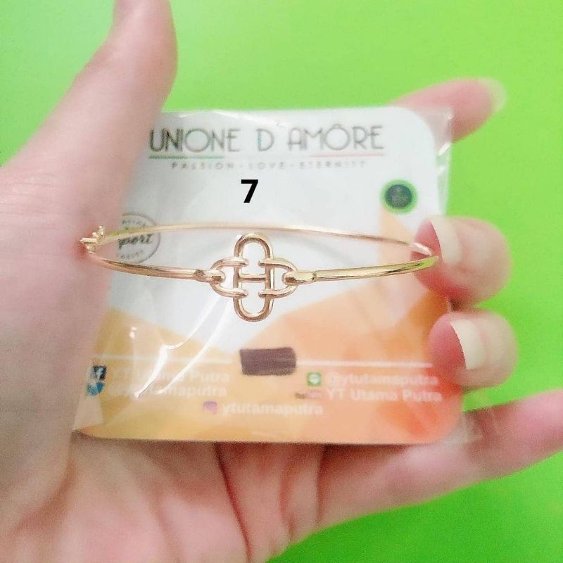 Gelang bangle berat ringan love, kupu, pearl mutiara, bunga rose, musik variasi mata YT kadar 375/8K