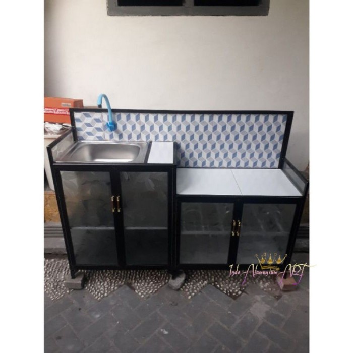 Meja Kompor Lemari Alumunium -Dapur Rak Piring Gelas