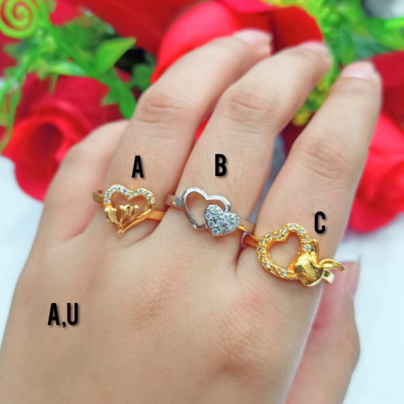 PERHIASAN WANITA CINCIN TITANIUM ANTI KARAT MOTIF PILIHAN LAPIS EMAS 24 K