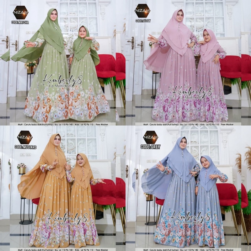 •ORI• GAMIS COUPLE IBU ANAK KIMBERLY 8 / SYAR’I MUSLIMAH DRESS CERUTY BABYDOLL / BAJU LEBARAN