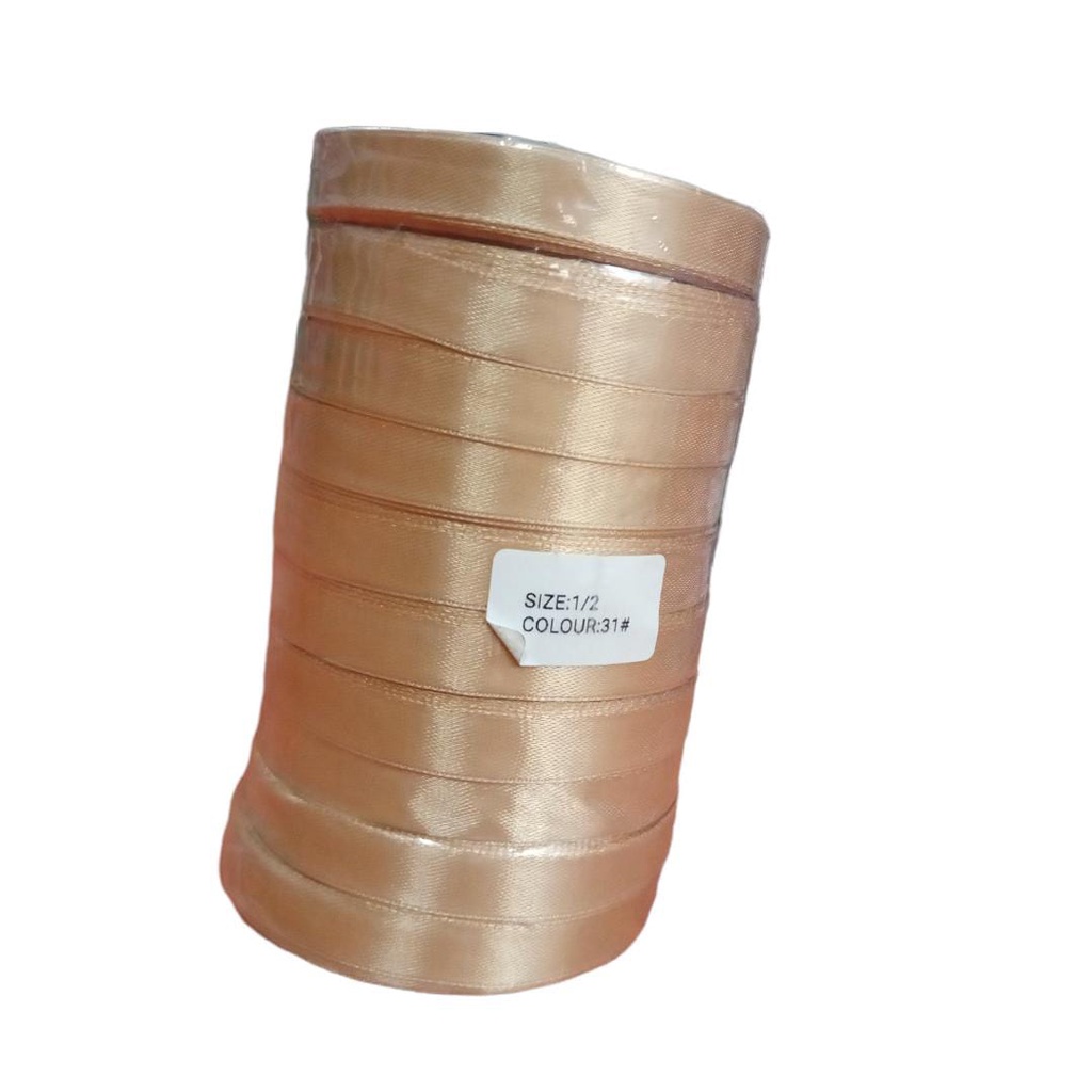 

Pita Satin Coklat Muda 1/2 Inch 1,27 cm Per Roll