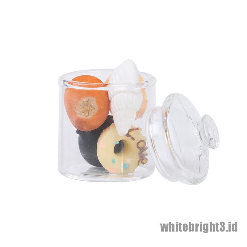 (white3) Miniatur Toples Permen Bahan Kaca Borosilikat Untuk Dekorasi Rumah Boneka