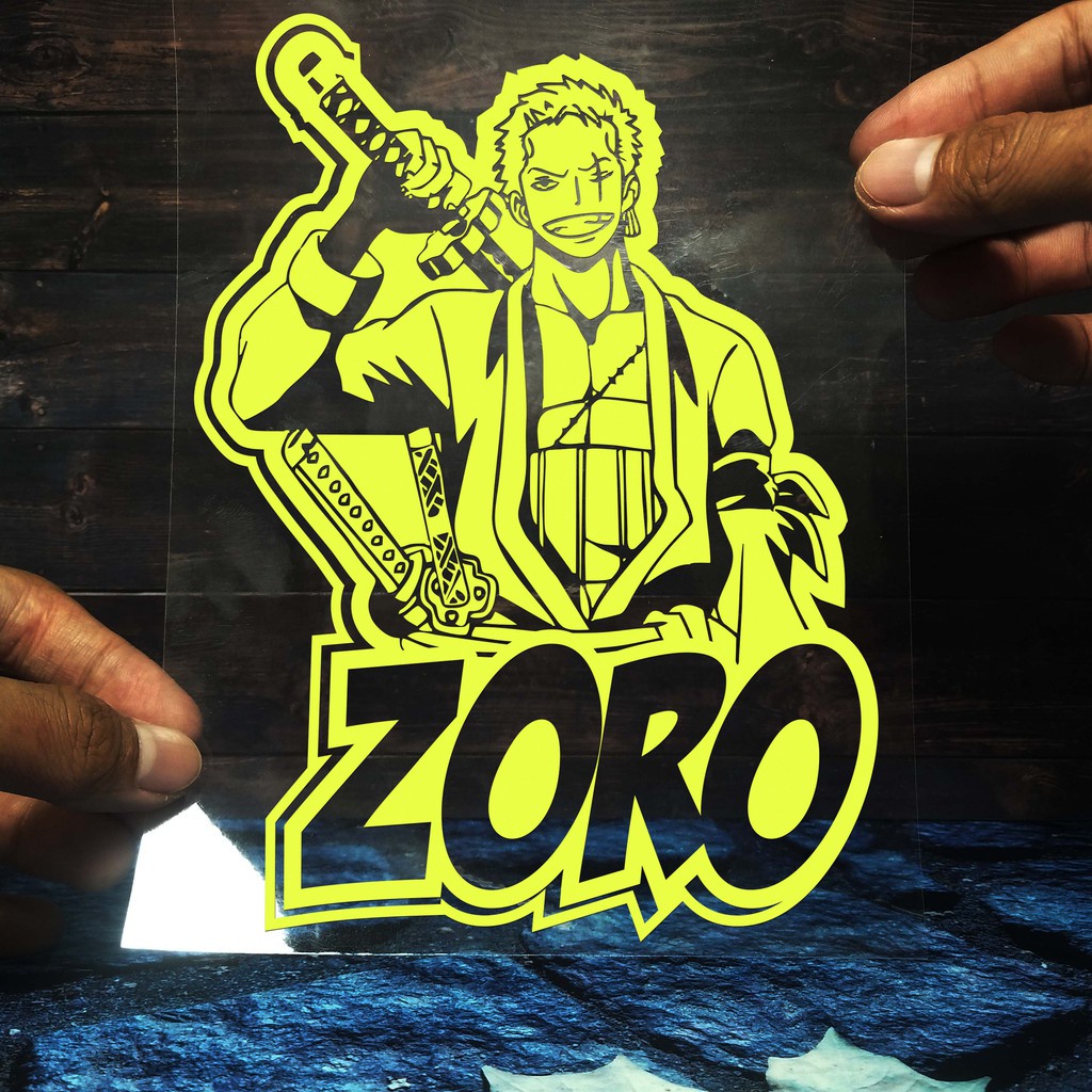 Cutting Stiker Zoro One Piece Variasi Motor Mobil Sticker Timbul Keren Nyala Dasbor Spakbor Visor Body Kaca Helm Laptop Hologram Reflective Tahan Air Bodi Samping Nama Jepang Scoopy Vario Beat NMAX PCX Vespa Aesthetic Pickup Anime Windshield Kustom Modif