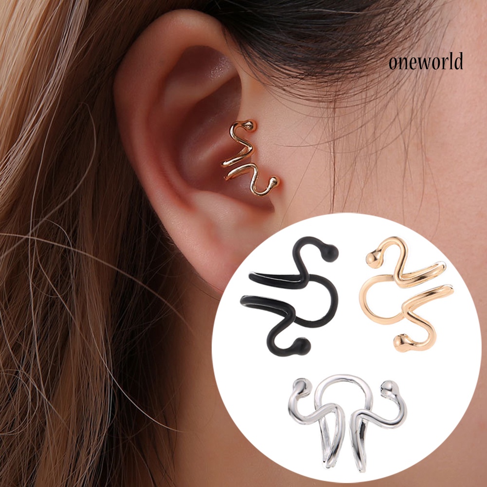 OW@ Women Ear Cuff Clip Cartilage Earring No Piercing Adjustable U-type Jewelry