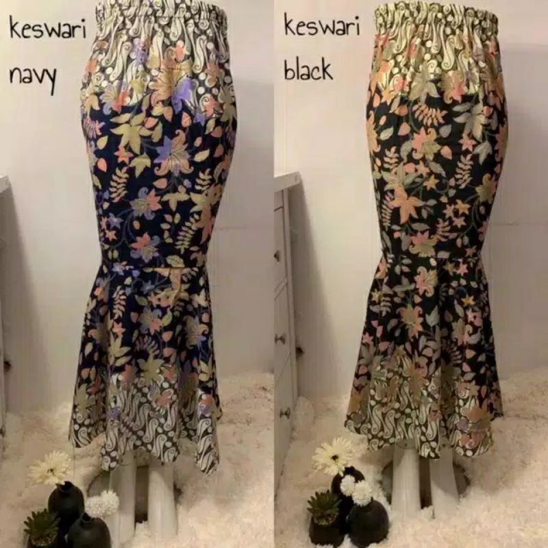 rok duyung batik / bawahan kebaya / rok duyung-Bugenvil hitam