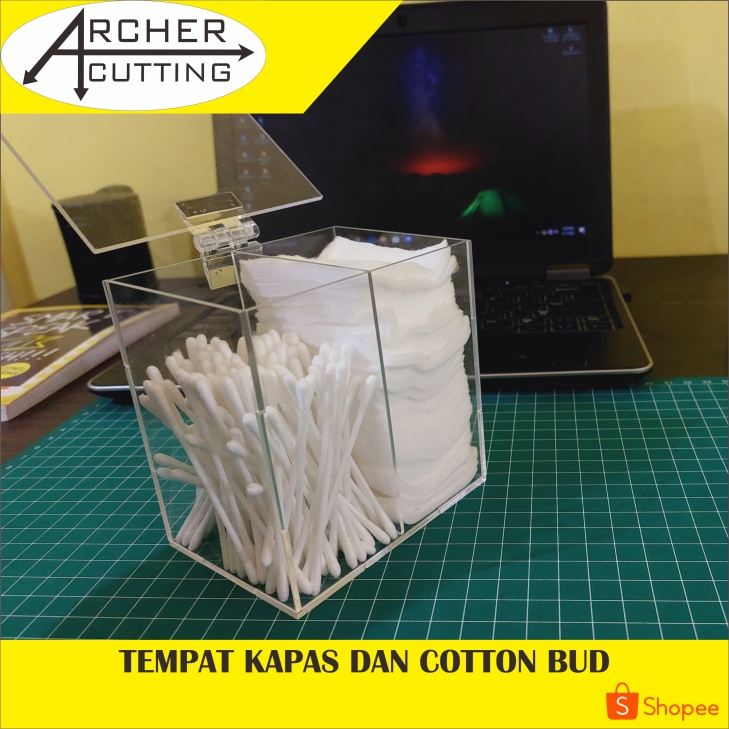 KOTAK BOX TEMPAT CUTTON BUD ORGANIZER SERBAGUNA AKRILIK