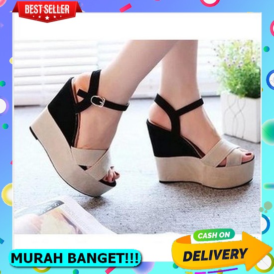 Vi54 Wanita Wedges Casual Elegan Wejes Wedjes Weges Wejde 57 Sk568 Sandal Wanita Crocodile Sdw Herdi
